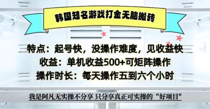 全网首发海外知名游戏打金无脑搬砖单机收益500+ 即做！即赚！当天见收益！ - 副业心选-副业心选