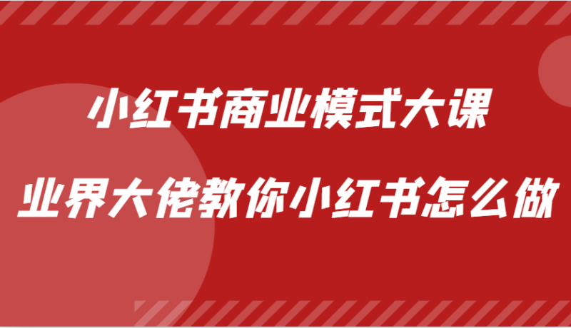 小红书商业模式大课，业界大佬教你小红书怎么做【视频课】-副业心选