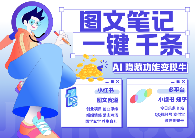 1键生成数千条图文 创业国学 秒生笔记 小红书小绿书图文 轻松引流 变现30000+ - 副业心选-副业心选