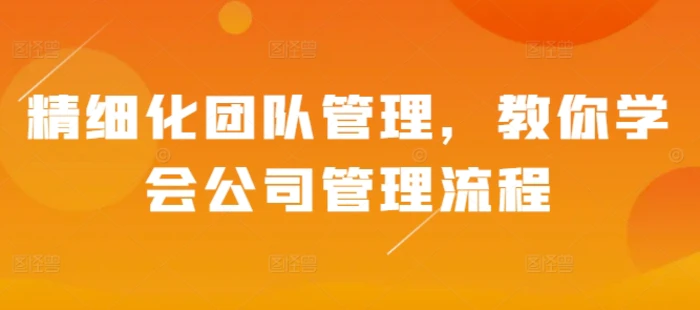 精细化团队管理，教你学会公司管理流程 - 副业心选-副业心选