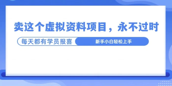 卖这个虚拟资料，真的永不过时，坚持做下去，一定有结果 - 副业心选-副业心选