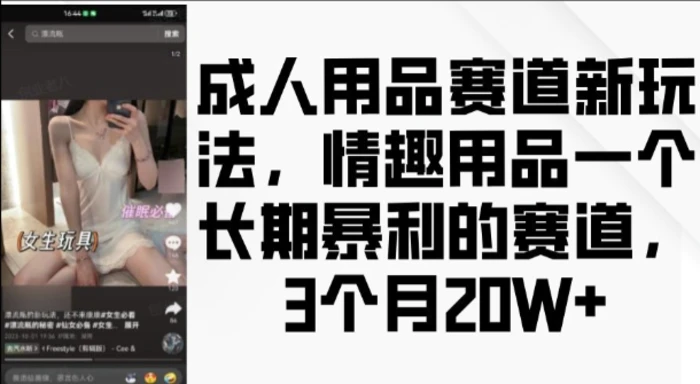 成人用品赛道新玩法，情趣用品一个长期暴利的赛道，3个月收益20个-副业心选
