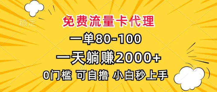 （13551期）一单80，免费流量卡代理，一天躺赚2000+，0门槛，小白也能轻松上手 - 副业心选-副业心选