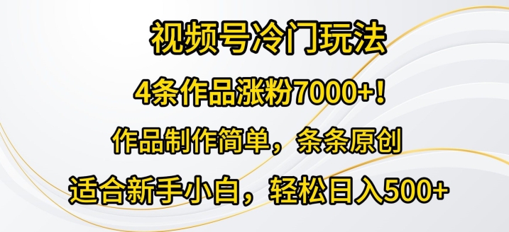 4条作品涨粉7000+，视频号冷门玩法，作品制作简单，条条原创 - 副业心选-副业心选