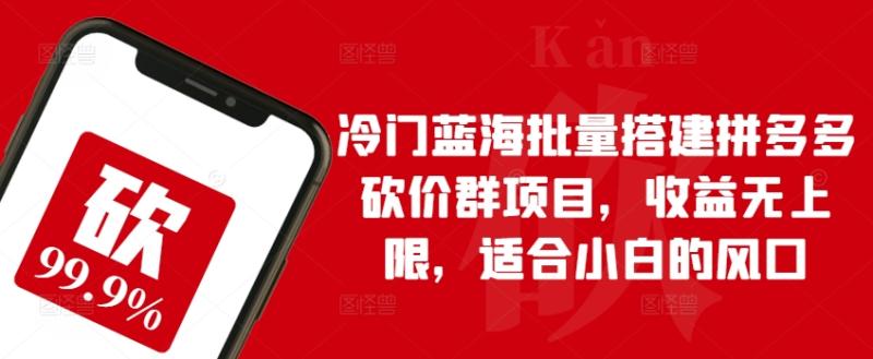 冷门蓝海批量搭建拼多多砍价群项目，收益无上限，适合小白的风口【揭秘】 - 副业心选-副业心选