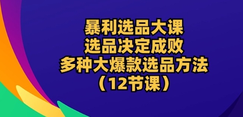 暴利选品大课：选品决定成败，教你多种大爆款选品方法(12节课)-副业心选