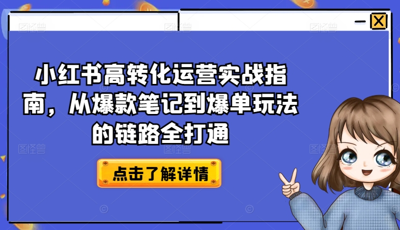 小红书高转化运营实战指南，从爆款笔记到爆单玩法的链路全打通 - 副业心选-副业心选