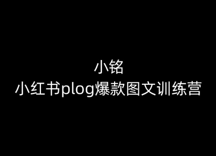小铭-小红书plog爆款图文训练营，教你从0-1做小红书 - 副业心选-副业心选