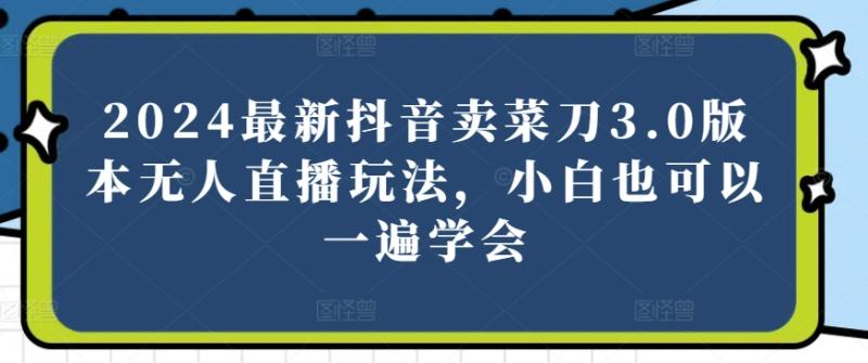 2024最新抖音卖菜刀3.0版本无人直播玩法，小白也可以一遍学会【揭秘】 - 副业心选-副业心选