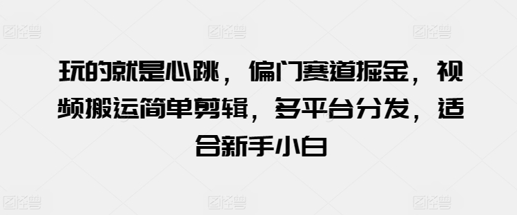 玩的就是心跳，偏门赛道掘金，视频搬运简单剪辑，多平台分发，适合新手小白【揭秘】 - 副业心选-副业心选