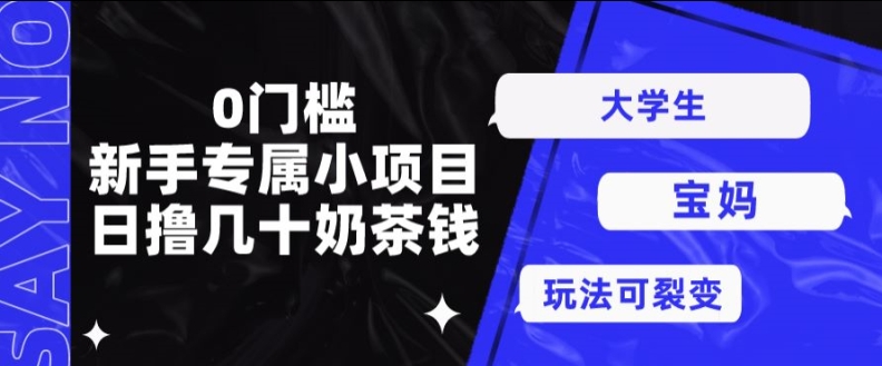 0门槛，新手专属小项目，日撸几十奶茶钱 - 副业心选-副业心选