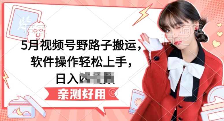 5月视频号野路子搬运，软件操作轻松上手，日入三位数【揭秘】-副业心选