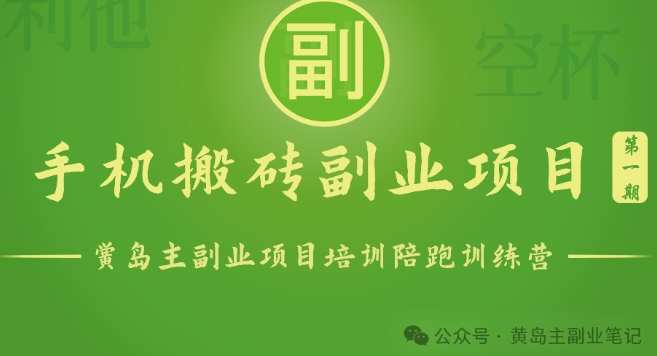 手机搬砖小副业项目训练营1.0，实测1小时收益50+，一部手机轻松日入100+ - 副业心选-副业心选
