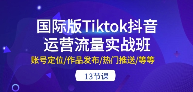 国际版Tiktok抖音运营流量实战班：账号定位/作品发布/热门推送/等等-13节 - 副业心选-副业心选