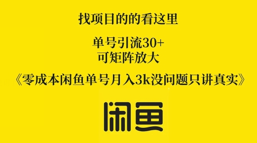 零成本闲鱼单号月入3k没问题只讲真实 - 副业心选-副业心选