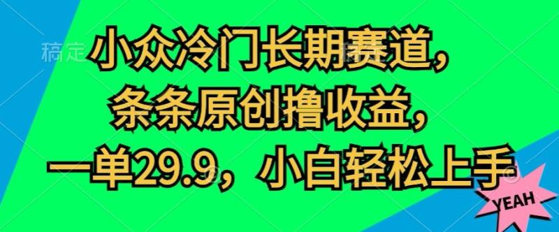 小众冷门长期赛道，条条原创撸收益，一单29.9，小白轻松上手 - 副业心选-副业心选