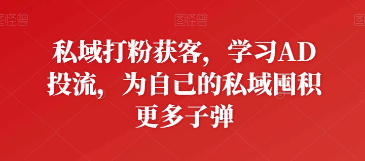 私域打粉获客，学习AD投流，为自己的私域囤积更多子弹 - 副业心选-副业心选