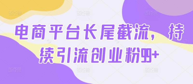 电商平台长尾截流，持续引流创业粉99+ - 副业心选-副业心选