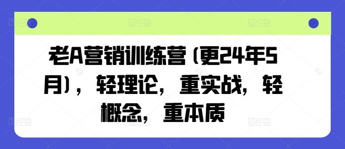 老A营销训练营(更24年5月)，轻理论，重实战，轻概念，重本质 - 副业心选-副业心选