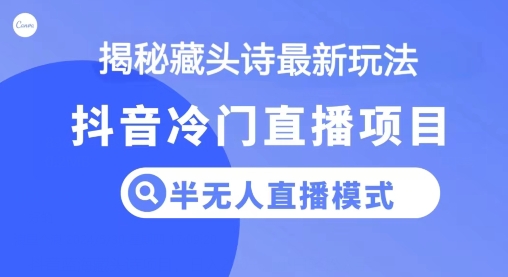 抖音蓝海藏头诗项目，半无人直播模式，小白轻松入手-副业心选