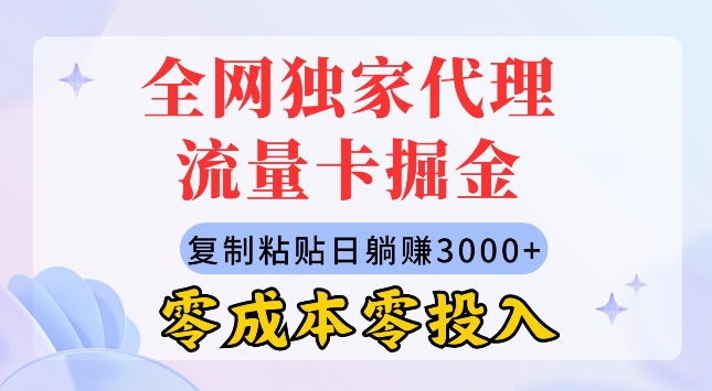 全网独家代理流量卡掘金，复制粘贴，零成本零投入，新手小白有手就行 - 副业心选-副业心选
