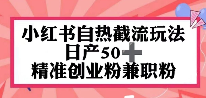 小红书自热截留玩法，日产50+精准创业粉兼职粉，轻松实现流量变现-副业心选