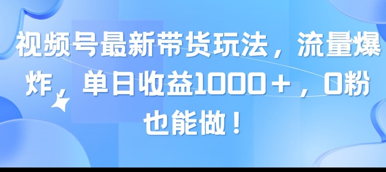 视频号最新带货玩法，流量爆炸，单天就有收益，0粉也能做 - 副业心选-副业心选