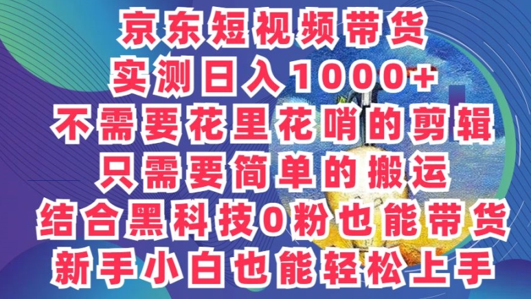 2024最新骚操作，京东带货项目，不需要花里花哨的剪辑，只需要简单的搬运 - 副业心选-副业心选