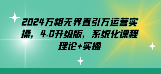 2024万相无界直引万运营实操，4.0升级版，系统化课程 理论+实操 - 副业心选-副业心选