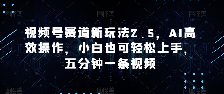 视频号赛道新玩法2.5，AI高效操作，小白也可轻松上手，五分钟一条视频 - 副业心选-副业心选