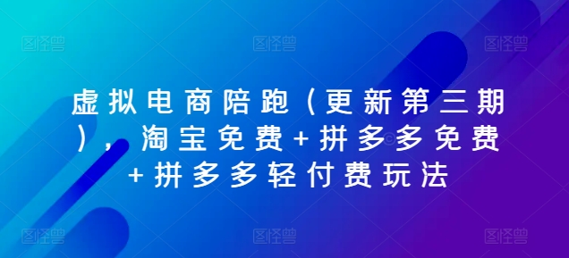 虚拟电商陪跑(更新第三期)，淘宝免费+拼多多免费+拼多多轻付费玩法 - 副业心选-副业心选