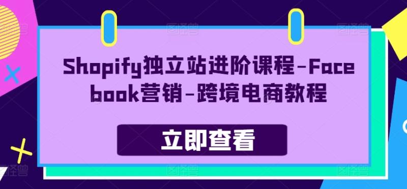 Shopify独立站进阶课程-Facebook营销-跨境电商教程 - 副业心选-副业心选