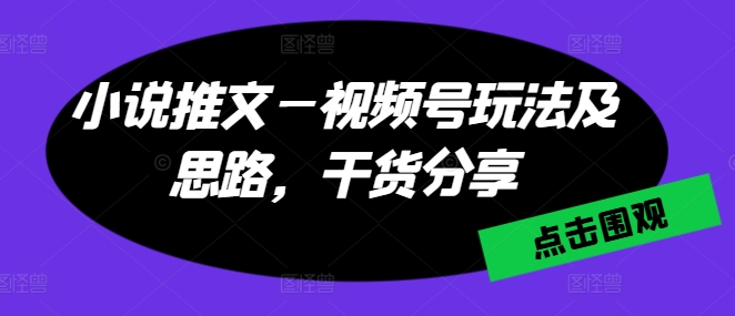 小说推文—视频号玩法及思路，干货分享-副业心选