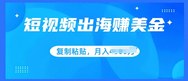 短视频出海赚美金，无脑搬运批量操作，小白轻松掌握 - 副业心选-副业心选