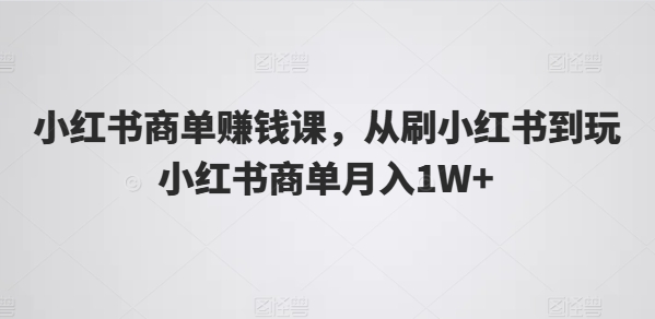 小红书商单赚钱课，从刷小红书到玩小红书商单月入1W+ - 副业心选-副业心选