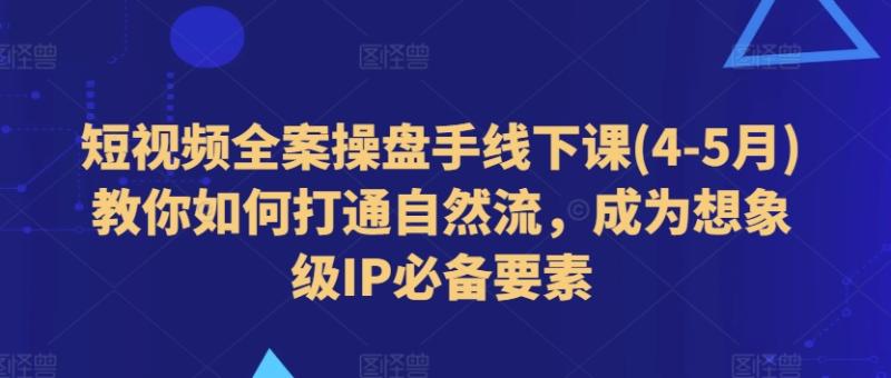 短视频全案操盘手线下课(4-5月)教你如何打通自然流，成为想象级IP必备要素 - 副业心选-副业心选