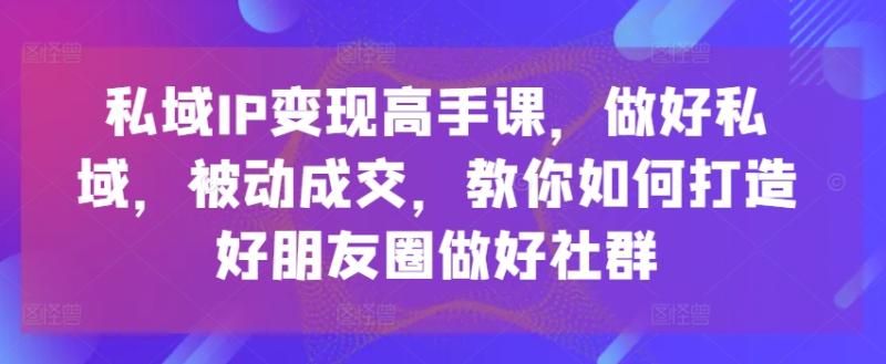 私域IP变现高手课，做好私域，被动成交，教你如何打造好朋友圈做好社群 - 副业心选-副业心选