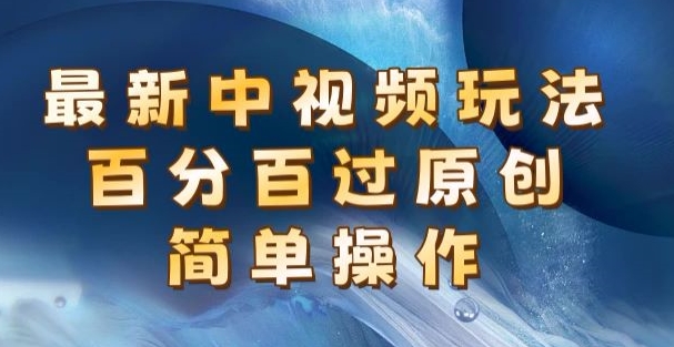 最新中视频玩法，百分百过原创，简单操作，新手也能操作-副业心选