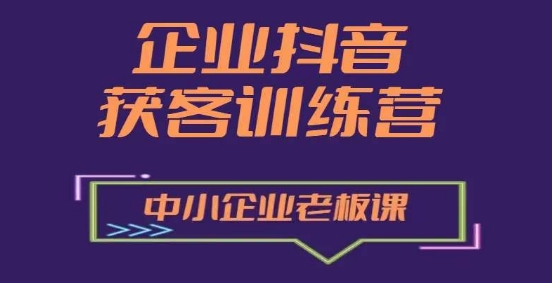 企业抖音营销获客增长训练营，中小企业老板必修课 - 副业心选-副业心选