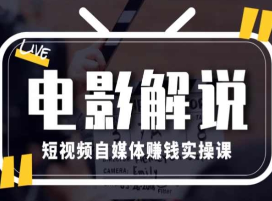 电影解说短视频自媒体赚钱实操课，教你做电影解说短视频，月赚1万 - 副业心选-副业心选