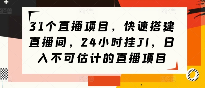 31个直播项目，快速搭建直播间，24小时挂JI，日入不可估计的直播项目-副业心选