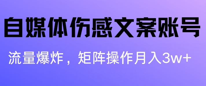 自媒体伤感文案账号，制作简单，流量爆炸账号很容易复制，矩阵月入1W+ - 副业心选-副业心选
