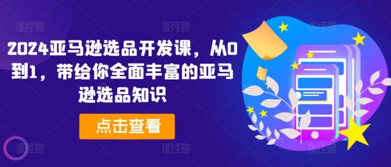 2024亚马逊选品开发课，从0到1，带给你全面丰富的亚马逊选品知识-副业心选