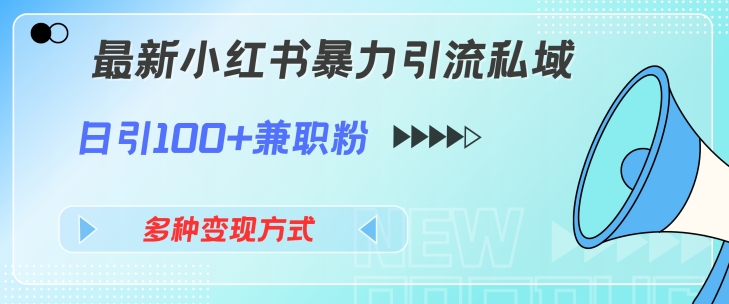 最新小红书暴力引流私域玩法，日引100+兼职粉，多种变现方式-副业心选