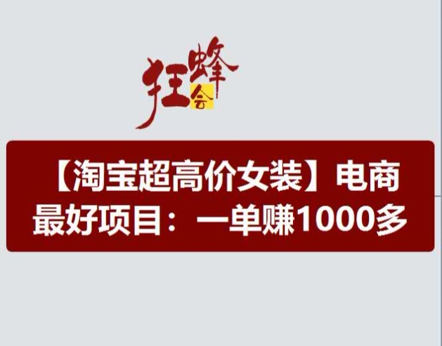 淘宝超高价女装项目，电商最好赛道，一单赚1000多 - 副业心选-副业心选