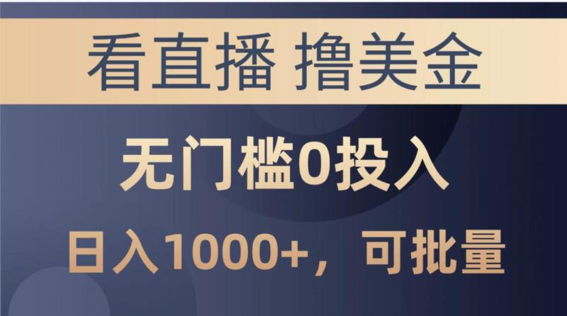 最新看直播撸美金项目，无门槛0投入，可批量复制 - 副业心选-副业心选