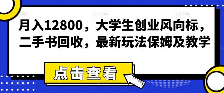 月入12800，大学生创业风向标，二手书回收，最新玩法保姆及教学 - 副业心选-副业心选