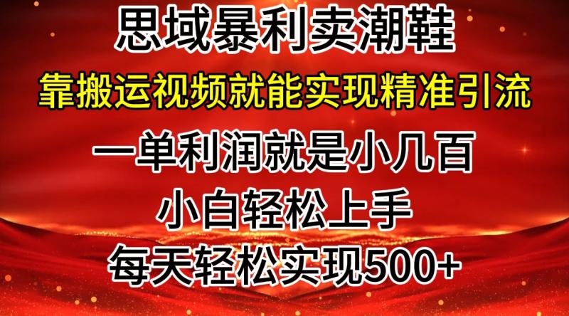 私域卖潮鞋暴利玩法，小白轻松上手，日赚几张，轻轻松松，仅靠搬运视频就能精准引流 - 副业心选-副业心选
