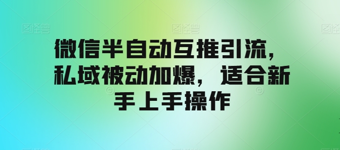 微信半自动互推引流，私域被动加爆，适合新手上手操作 - 副业心选-副业心选