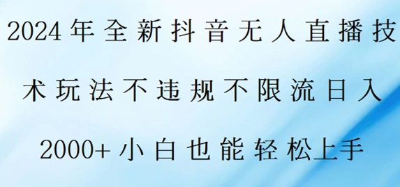 2024年全新抖音无人直播技术玩法，日入2k，小白也能轻松上手 - 副业心选-副业心选